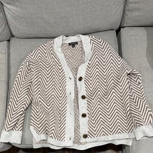 Ann Taylor Brown and Gray Chevron Cardigan